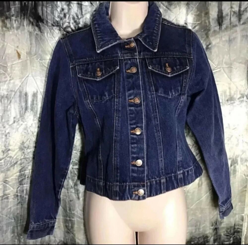 Vintage 90s Department of youth blue denim button down jacket medium